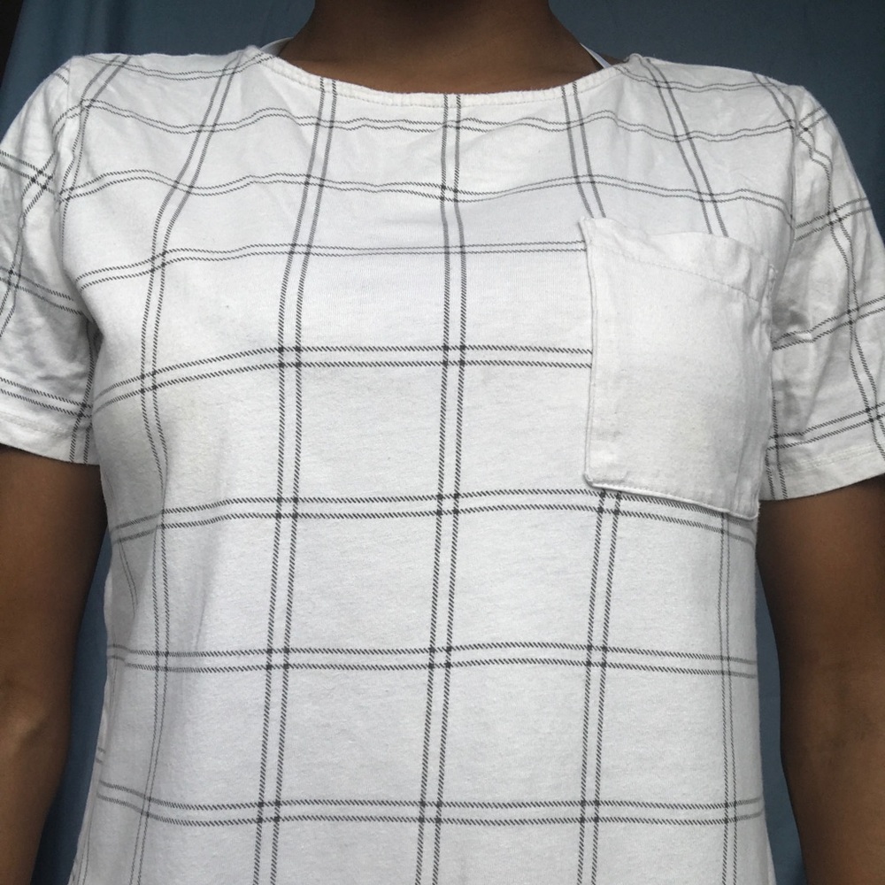 White and Black Plaid T-Shirt